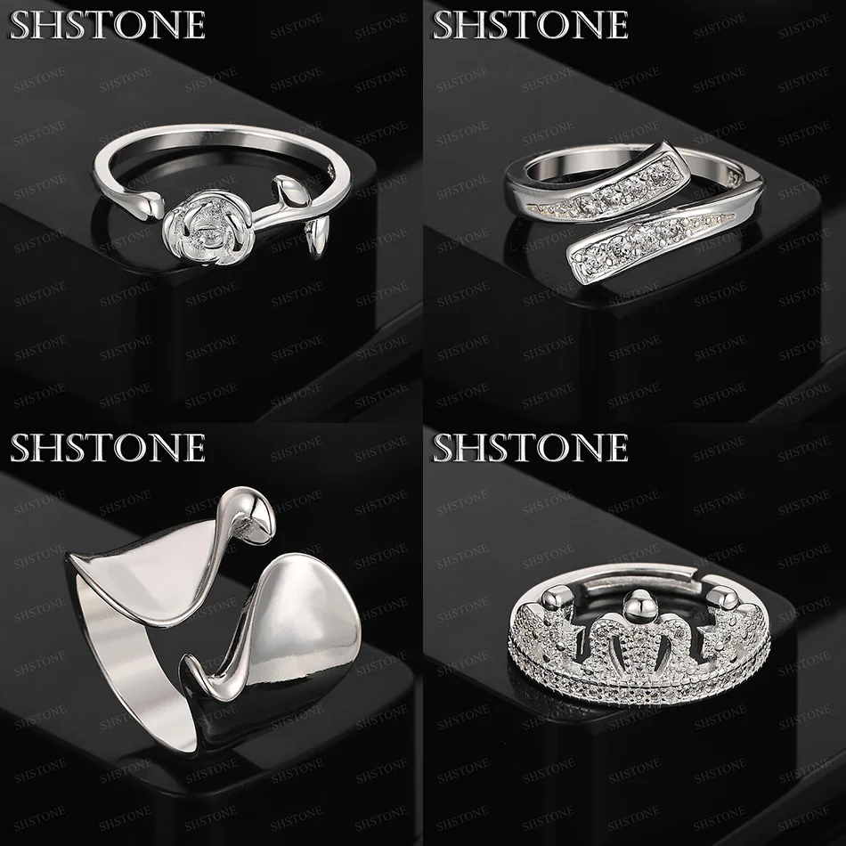 

Fashion Creative 925 Sterling Silver Flower Crown Irregular Ring Women's Party Wedding Birthday Jewelry Gift Accessories