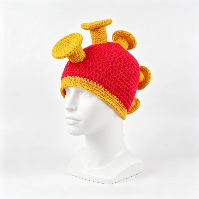 Handmade Colorful Virus Cell Hat Men Winter Custom Crochet Funny Knitted Hollow Up Beanie Women Cosplay Holloween Party Caps Boy