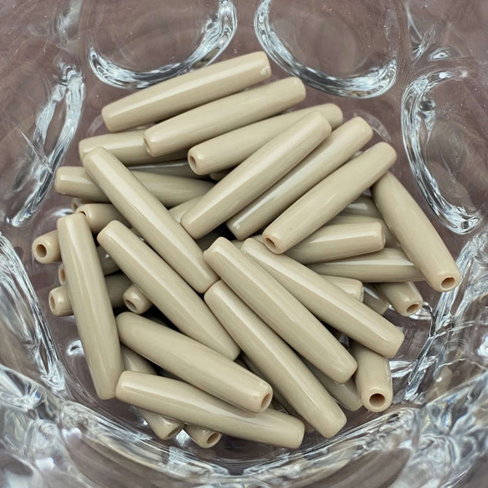 100pcs Acrylic Oval Long Tube Beads 25mm for Beaded Handbag Sewing Material DIY