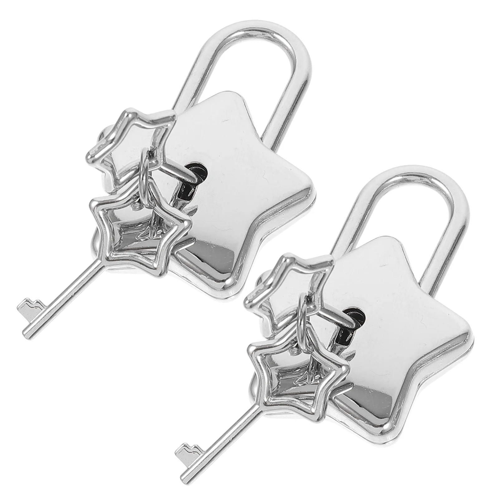 2 قطعة قفل نجمة أقفال صغيرة مع مفاتيح قفل زخرفي لطيف مدمج لمذكرات DIY هدية السفر للنساء قفل صغير