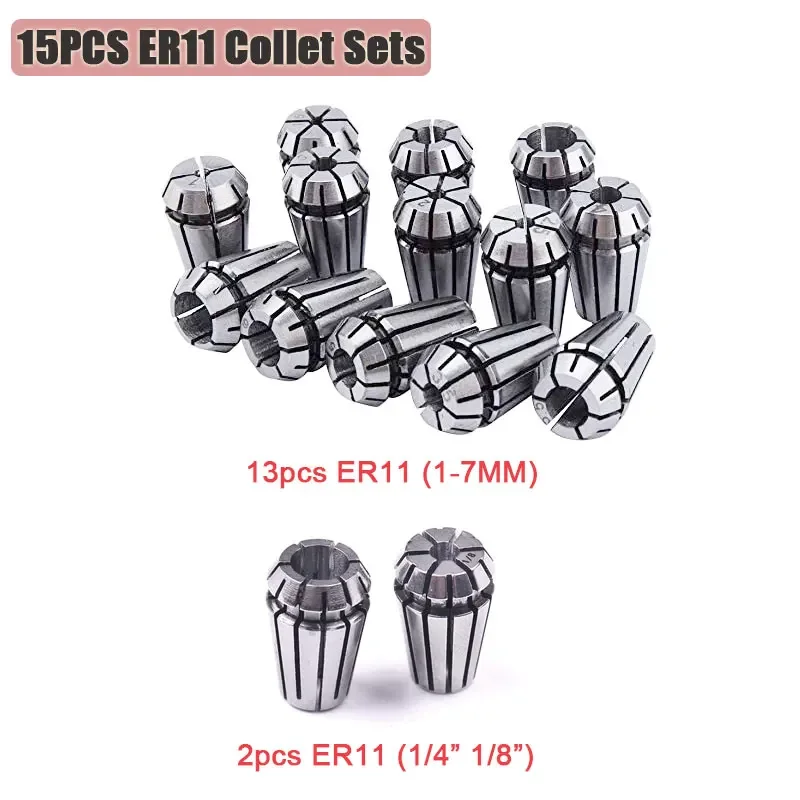 Conjunto Er11 da Mola da Precisão de 15 Peças Conjunto do Aro Er11 para a Ferramenta do Mandril do Torno de Trituração da Gravura do Cnc mm a mm e Polegadas Polegadas