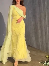 Customized Elegant Lace Ruffle Women Formal Evening Dresses Edge Extra Long Bridal Wedding Prom Gowns for Birthday Party