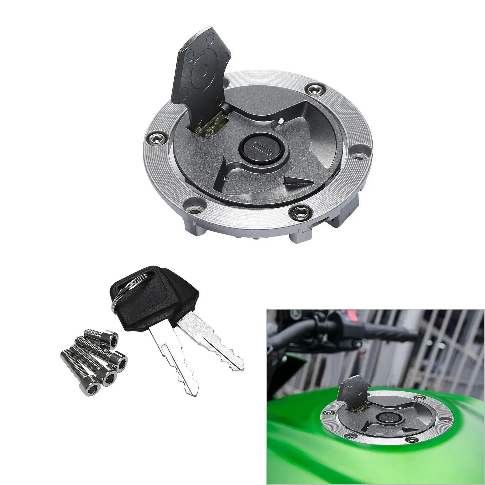 Fuel Gas Tank Cap Cover Lock Key For Kawasaki Ninja 300 EX300 2013-2017 Ninja 250R 2008-2014 Motorcycle