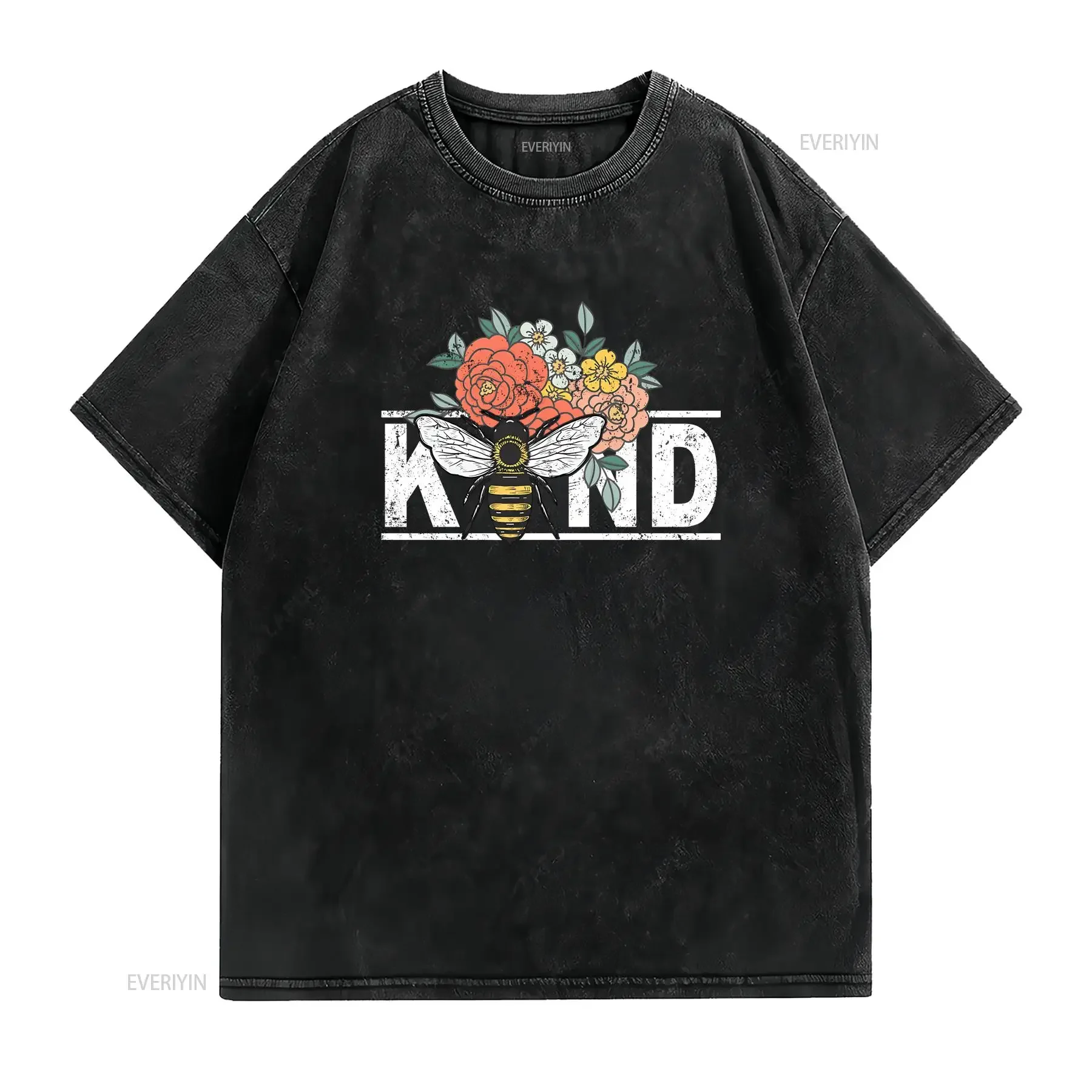 Bee Kind Boho Be T Shirt Kindness Motivational Inspirational Positive Cute Bumblebee vintage Washed Versatile Stretched