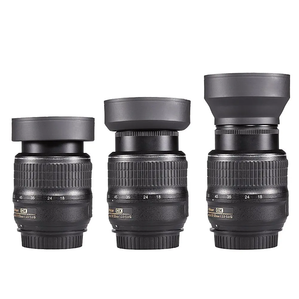 FFYY-52MM 3-IN-1 Lens Hood Lens For Canon EOS, Nikon, Pentax, Sony, Sigma And Other Camera Lenses With Filter Size 52MM