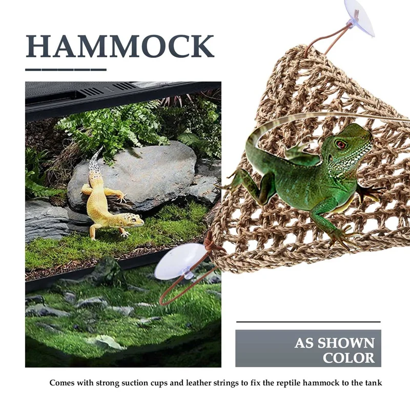 Bearded Dragon Hammock Lizard Lounger,100% Natural Seagrass Fibers For Reptiles,Geckos,Iguanas,Hermit Crabs And Snakes,Triangula