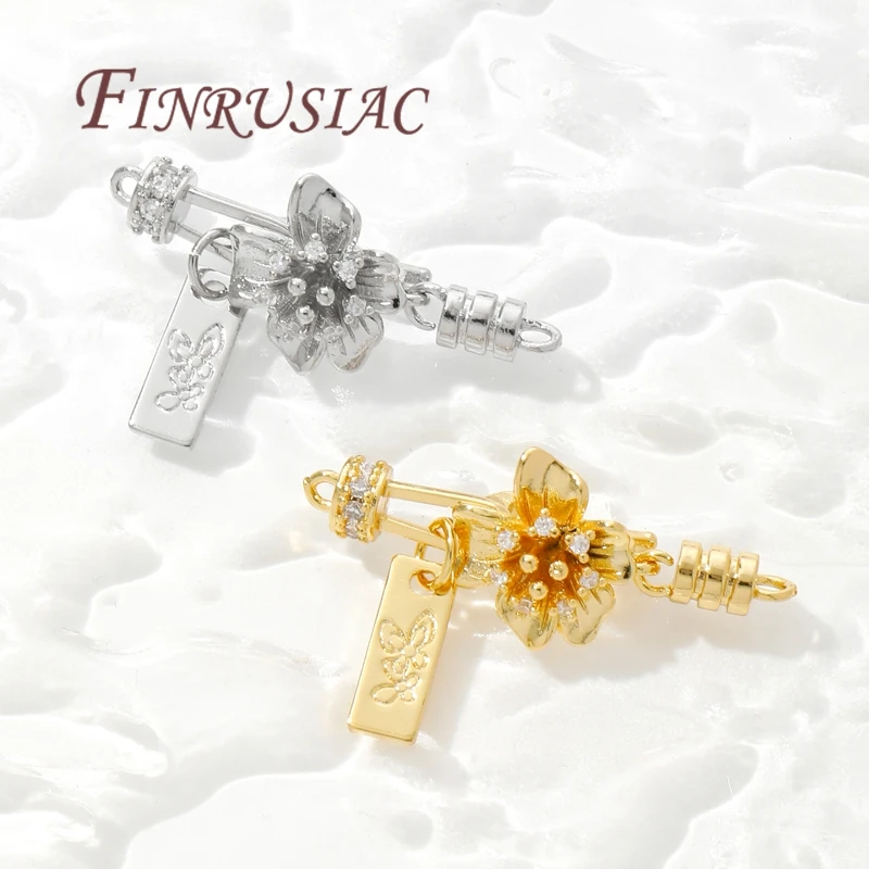 1-4Pcs/Lot 18K Gold Plated Flower Shape Clasps For Jewelry,Brass Necklace Clasp Connectors For DIY Bracelets Accessories