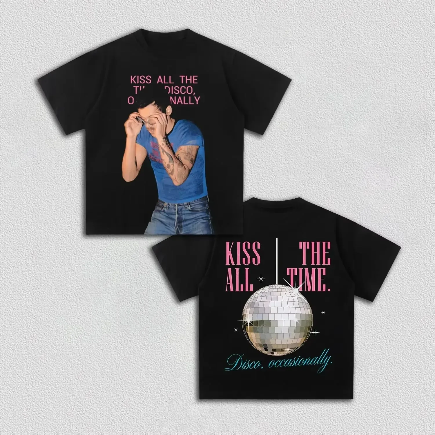 Harry Styles T-shirt Kiss All The Time Disco Occasionally Album Graphic Men Women Oversize Y2K Unisex Cotton Shirt Summer O-Neck