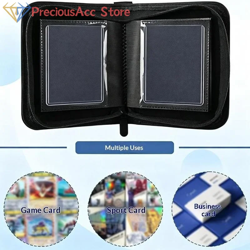 40 Slot Card Binder PU Leather Zipper Album Side Loading 3x4 Pocket Holder for Trading Game Sports Cards Collection Storage
