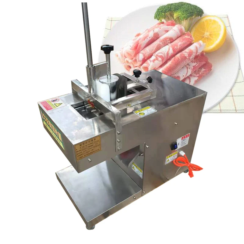 Efficient double volume roll Electric Automatic frozen Meat Fat Cattle Mutton Roll Frozen Meat Slicer Meat Cutting Machine