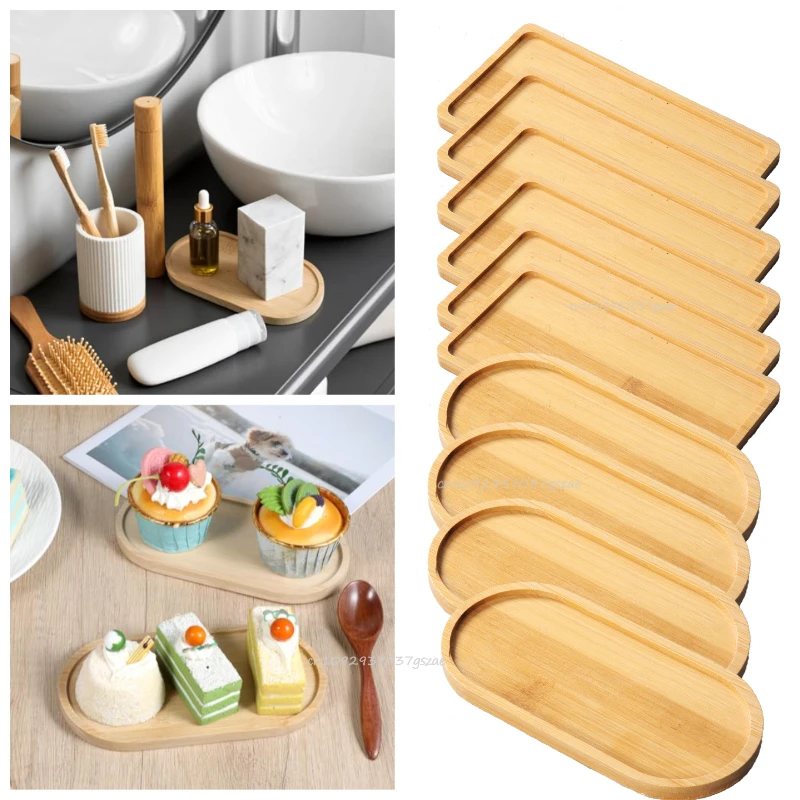 Durable Bamboo Tray Simple Style Wood Saucer for Home Decor Plant Pot Base Coffee Tea Cup Mat Kitchen Accessories Gift Idea