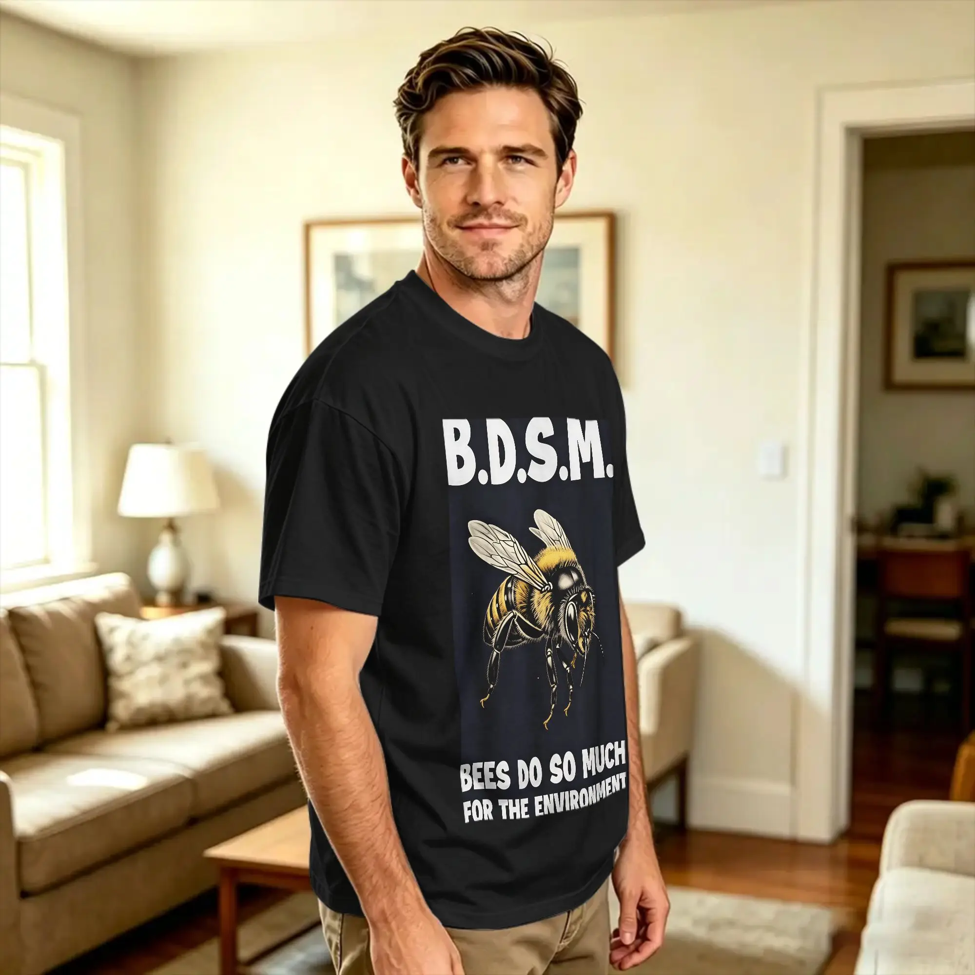 Bees Do So Much for The Environment T-Shirt Male  Vintage T-Shirts Summer Breathable Harajuku Tees Pattern Oversize Clothing
