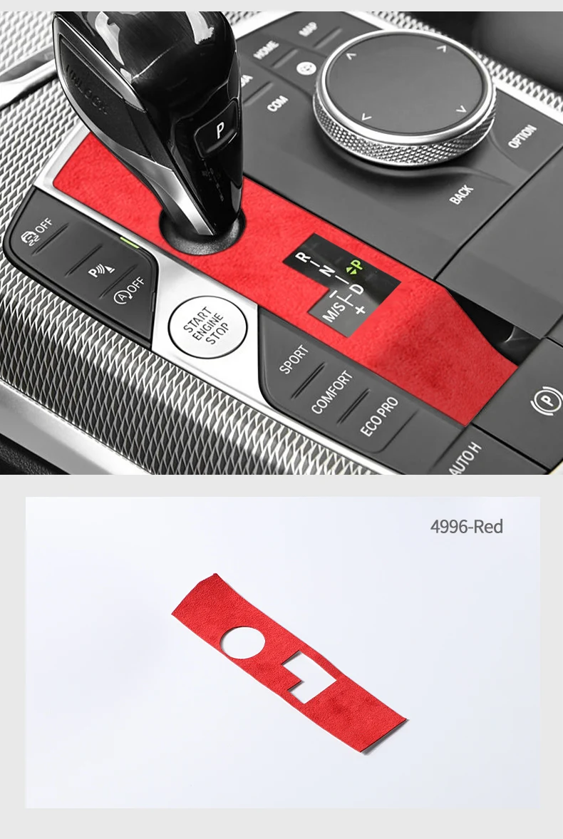 Aus Alcantara Gefertigter Schalthebel-Panelrahmen-Aufkleber für BMW G20 G22 G07 F44 I4 G29 X3 G01 X5 G05 G06, Auto-Innenausstattung Zubehör – Detail 9