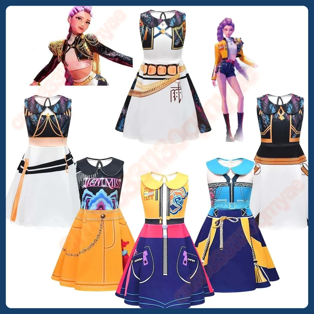 

Платье без рукавов KPop для девочек на Хэллоуин, милое платье-жилет с лацканами для косплея и повседневной одежды Rumi Mira Zoey