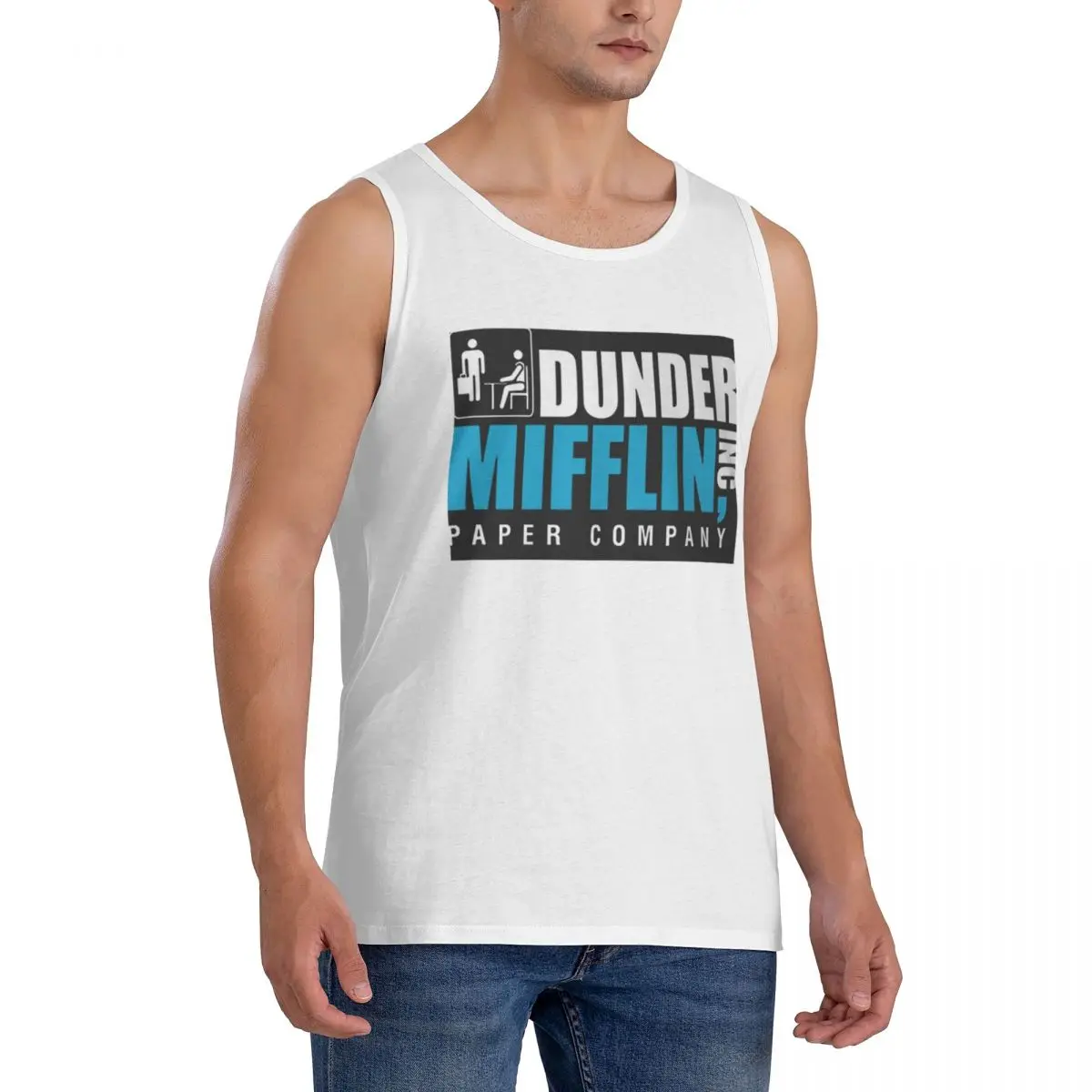 100% Cotton Dunder Mifflin Paper Company Essential Sleeveless T-Shirt Men Workout Sports Clothing Tops Men's Crew Neck Vest