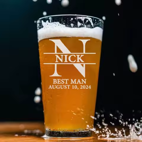 Personalized Groomsman Beer Glass Custom Engraved Gifts for Men Best Man Idea Wedding Party Gifts For Him Fathers Day Beer Mug