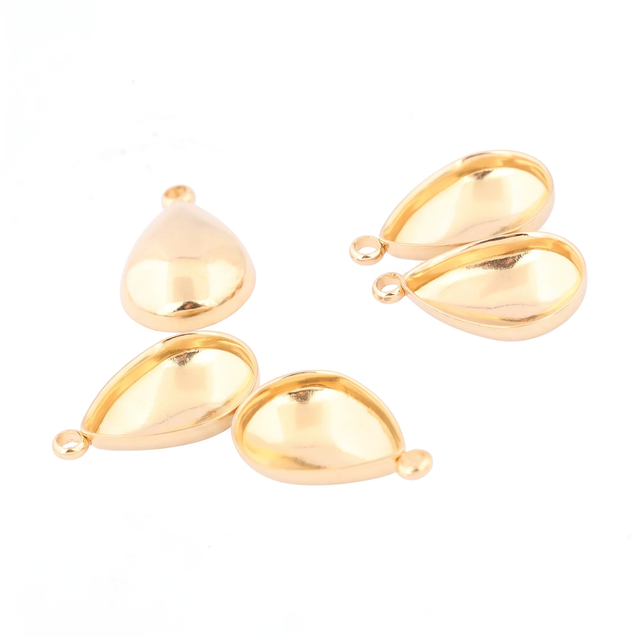 20pcs Stainless Steel Gold Plated Teardrop Bezel Setting Diy Pear Shape Pointback Pendant Base Trays Diy Earring Findings