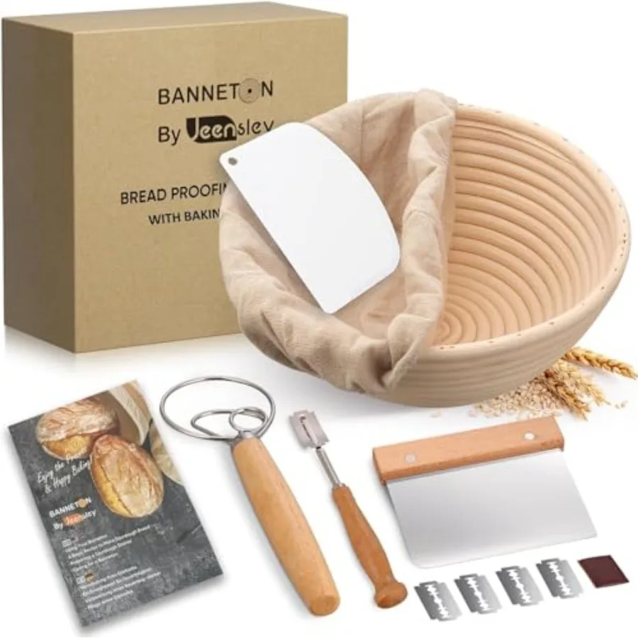 

Набор корзин для расстойки хлеба Banneton с принадлежностями для выпечки брошюр, 9-я круглая чаша для выпечки с вкладышем, инструменты для изготовления тошно ter