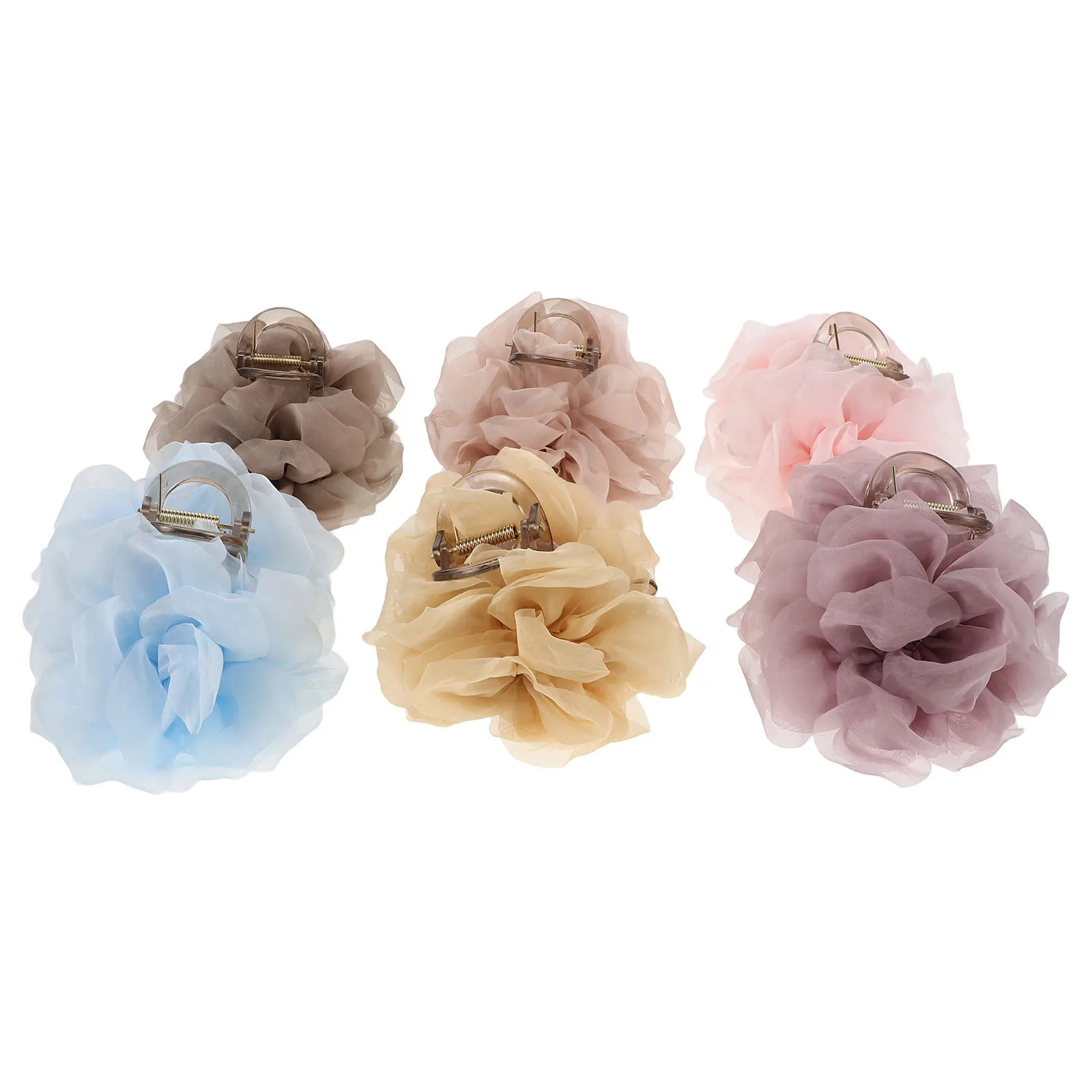 

6pcs Flower Hair Clips For Women: Camellia Floral Design Medium Claw Clip Set 6 Colors Lightweight Secure Hold Ponytail Bun