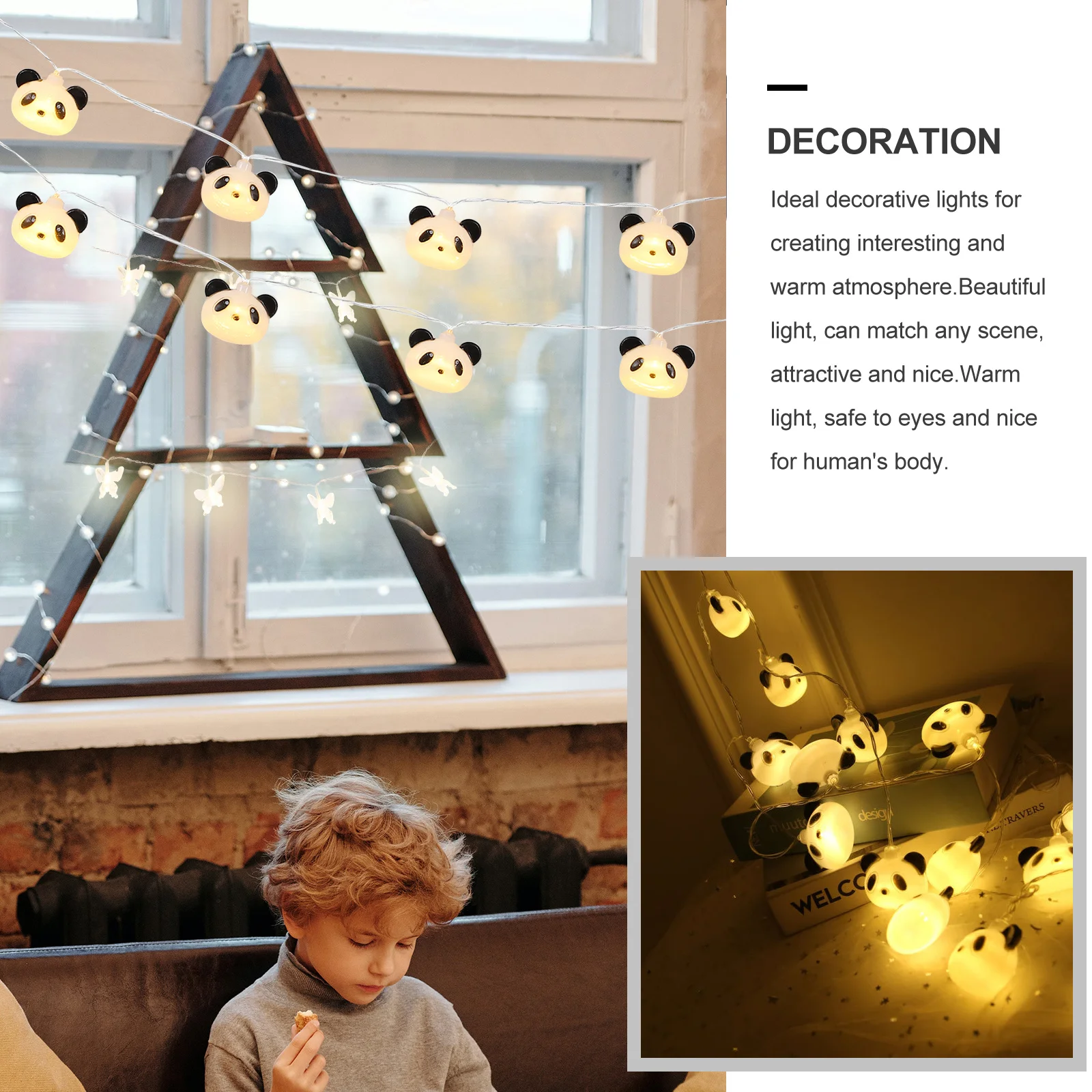 

1Set Panda Shape LED String Light Plastic Decorative Lamp for Bedroom Wedding Party Anniversary Panda String Light