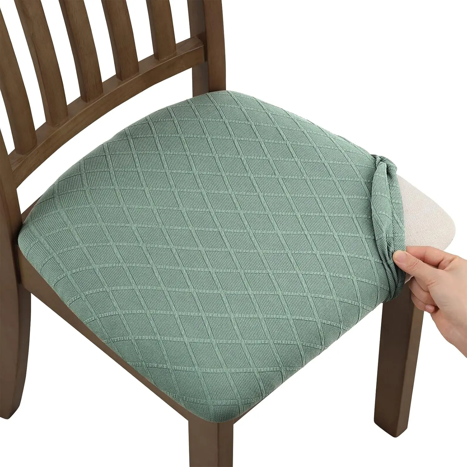 

Stretch Jacquard Chair Seat Covers Set Of 6, Removable Washable Dining Chair Covers Anti-Dust Dining Room Chair Covers Seat