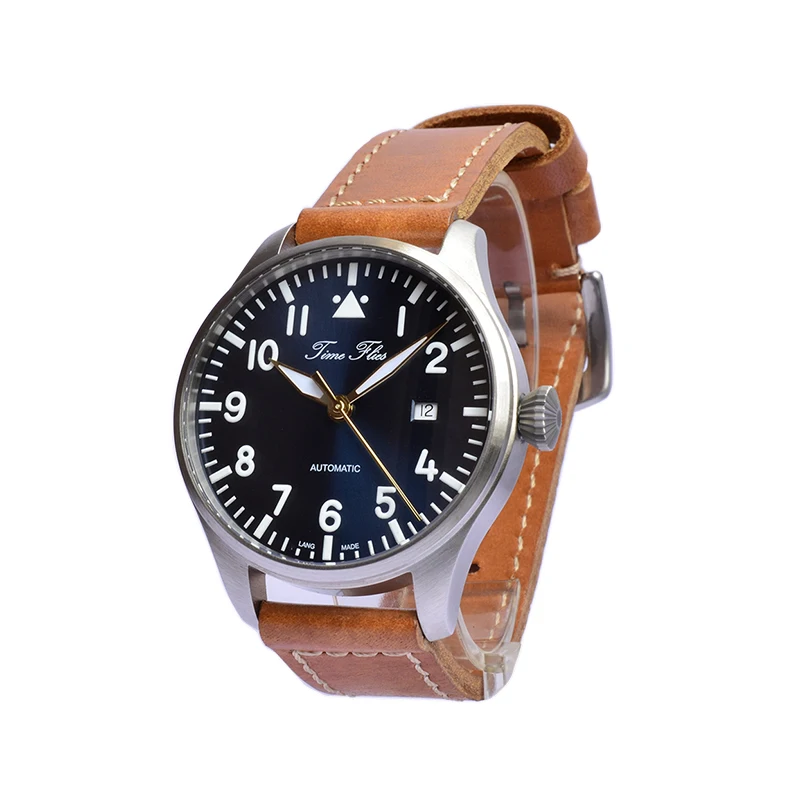 Pouying Cusn8 Bronze Pilot Watch Automatic Rubber Watch Strap St2130 Movement Wrist Watch Super Luminous 42mm Vintage Men Watch