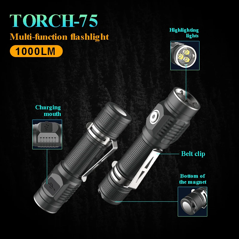 

LED Torch Rechargeable Super Bright 2000 Lumen Tactical Flashlight Zoomable Camping Outdoor Torch with Batteries