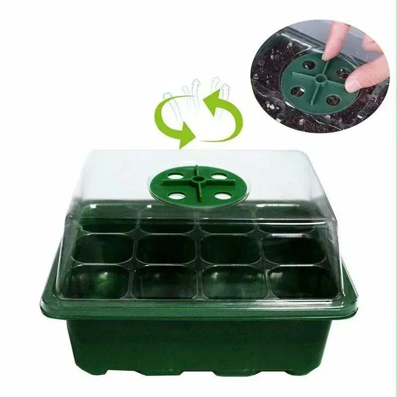 1box12 Hole Seedling Trays Seed Starter Plant Flower Grow Box Tools Propagation for Home Gardening Starting Germination Supplies