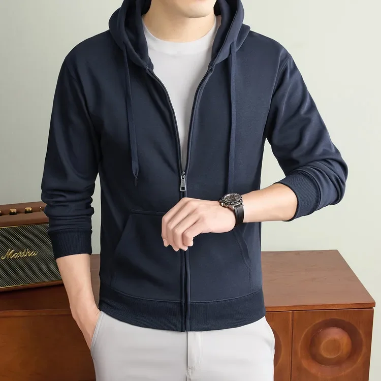 Herren-Kapuzenjacke mit Reißverschluss – Premium-Baumwollmischung, Weich & Langlebig, Unisex Übergrößen-Hoodie für Outdoor und Wandern – Detail 9