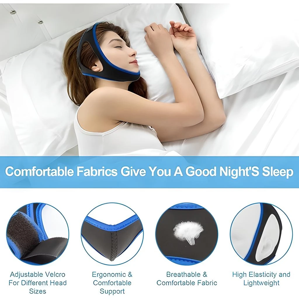 2Pcs Anti Snore Chin Strap Snoring Stop Headband Adjustable Sleep Apnea Chin Support Straps Health Care Sleeping Aid Tools