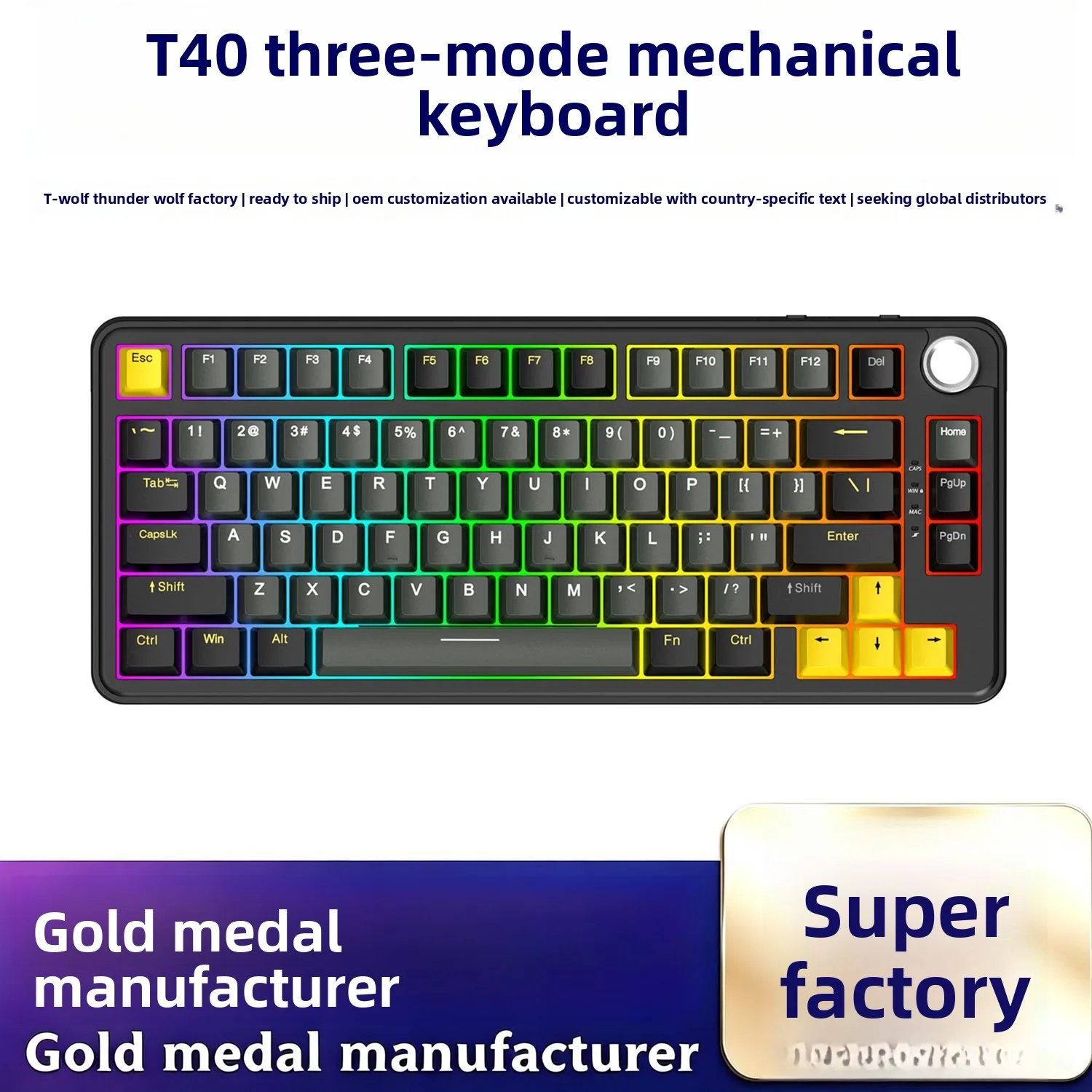 Three Mode Wireless Mechanical Keyboard Keys Rgb Side Print Hot Swappable Hz Polling Rate Bluetooth G Wired Gaming Laptop Pc