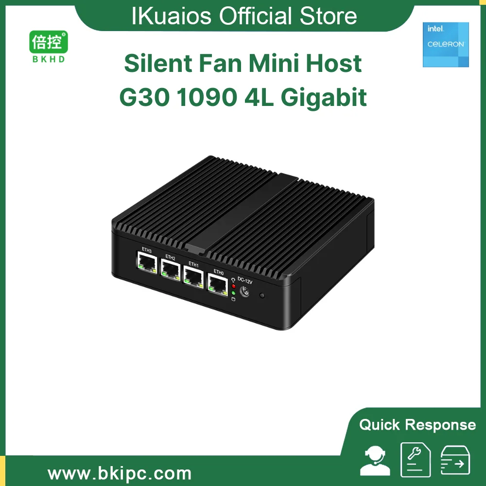 IKuaiOS G30 Fanless Mini Host Soft Router 4x1GE i210 i211 NIC Pfsense Sophos Untangle Household Commercial Firewall 1090NP-12