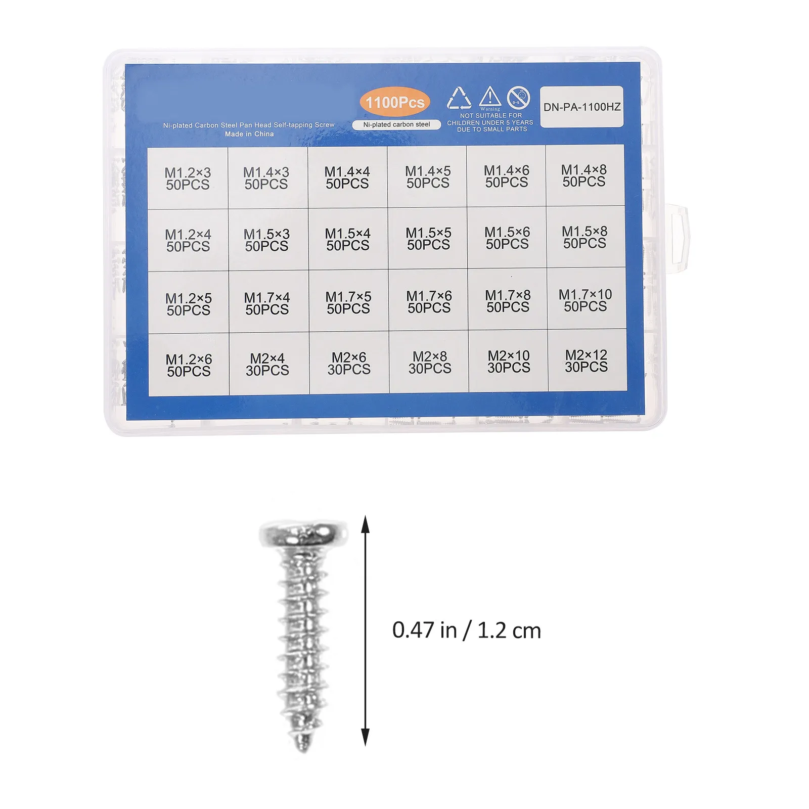 1Set Self-Tapping Screw Assortment Stainless Steel Sheet Metal Wood Screws for Plastic Metal Wood Repair Replacement Assortment