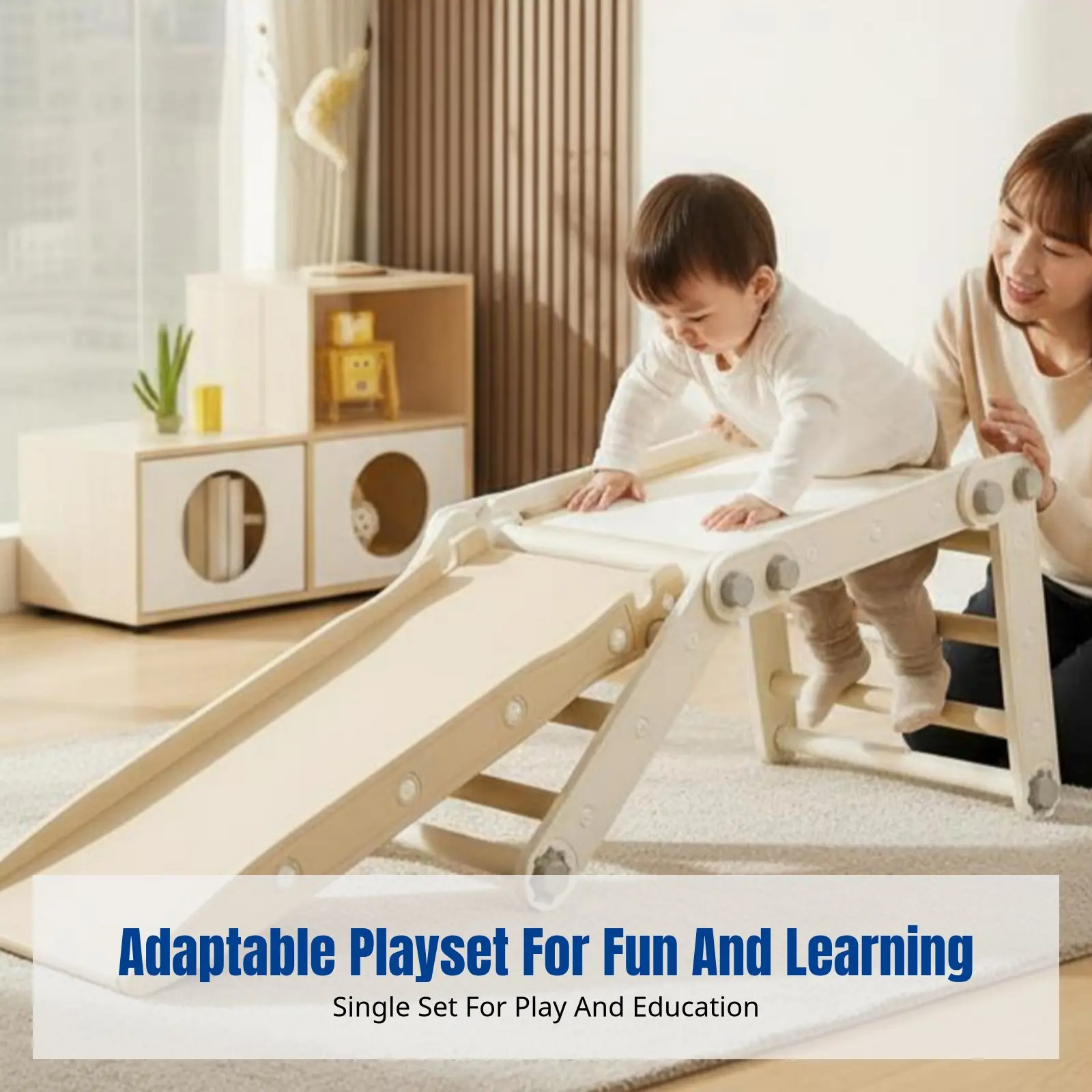 

Kids Slide & Climbing Frame, Foldable Indoor Playset, Interactive Training, Home Use, Multifunctional Toy