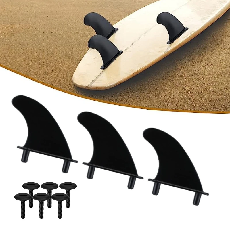 

Soft Board Fins Kit Tri Fins+6*Screw + 1*Lock Plate Double Tabs Soft Fins Set Surfing Accessories Softboard 3 Fins Set