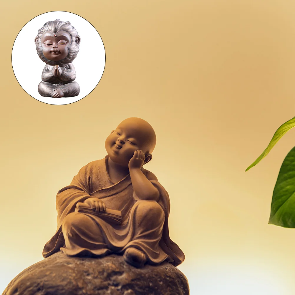 

Lovely Monkey Tea Pet Decor Purple Clay Pottery Home Office Adornment Party Decoration Gift Unique Animal Ornament