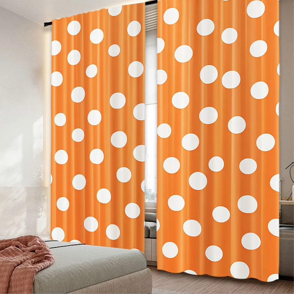 2Pcs Polka Dots Curtain Classic Old Fashioned Polka Dots Continuous In Spacing And Design Suitable For Living Room Bedroom