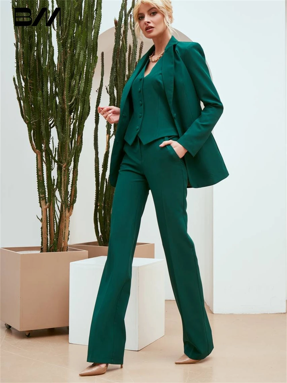 Lilac Formal Outfit Suits For Prom Women Blazer Vest Pants Solid Tuxedo Plus Size Women\'s Pantsuit Three Piece Office Suit