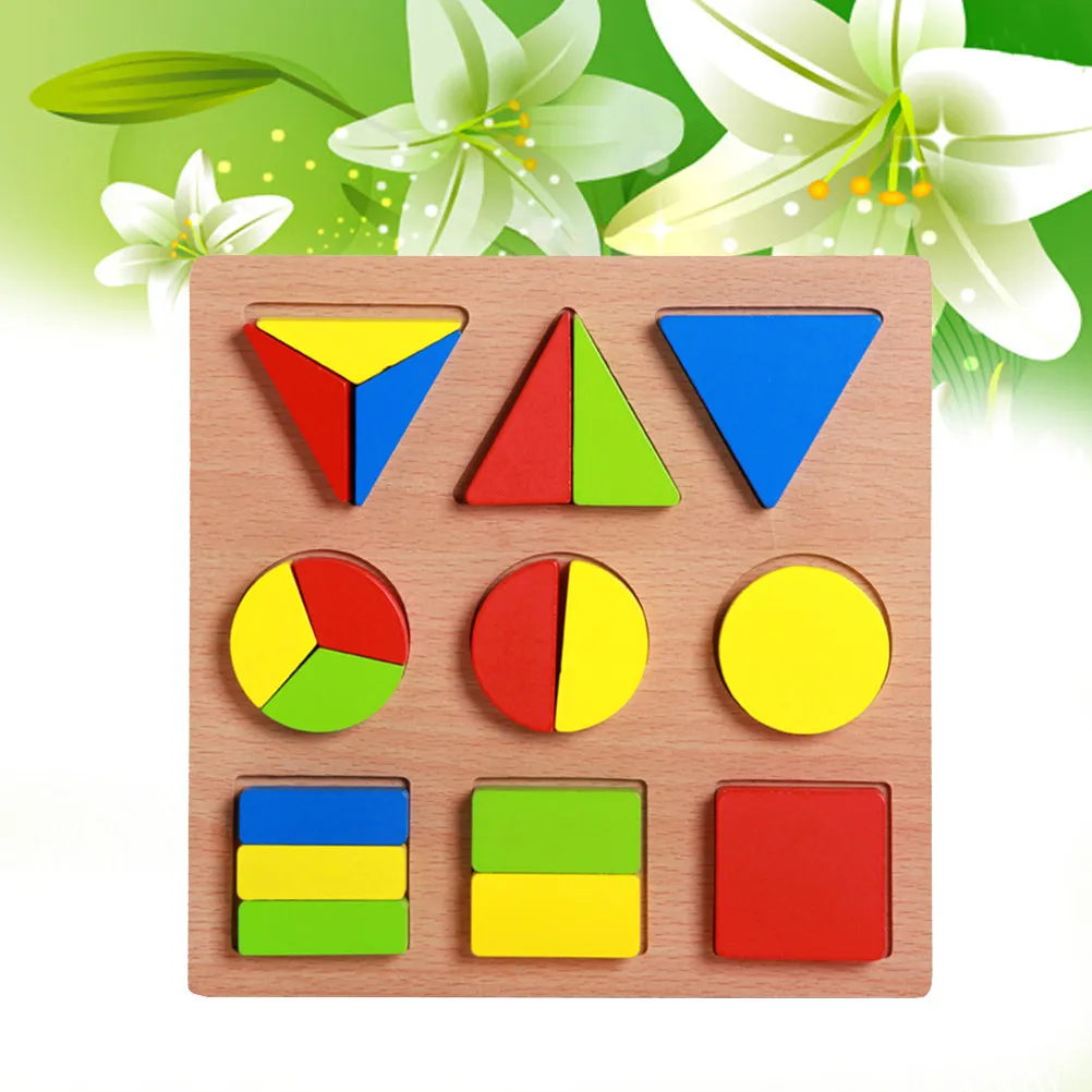 1Set Geometry Shape Puzzle Board Cognitive Matching Early Learning Educational Game for Kids Color Shape Recognition Wooden Math