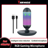 YARMEE USB Gaming Microphone Professional RGB Laptop and Desktop computer Microfono With Shockproof bracket, Rotating bracket