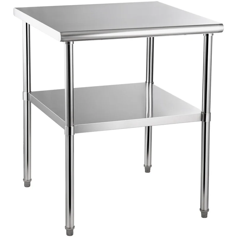 

Heavy Duty Stainless Steel Worktable, 30x30x36 Inch, 800lbs Capacity, Adjustable Feet & Shelf, Commercial Kitchen Garage Station