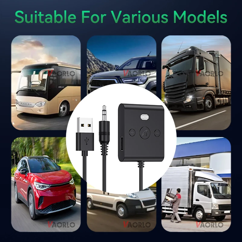 Bluetooth 5.4 Audio Receiver Stereo USB To 3.5mm  Car Audio Aux Wireless Adapter Handsfree Kit For Car BT Transmit USB U-Disk Pl image 6