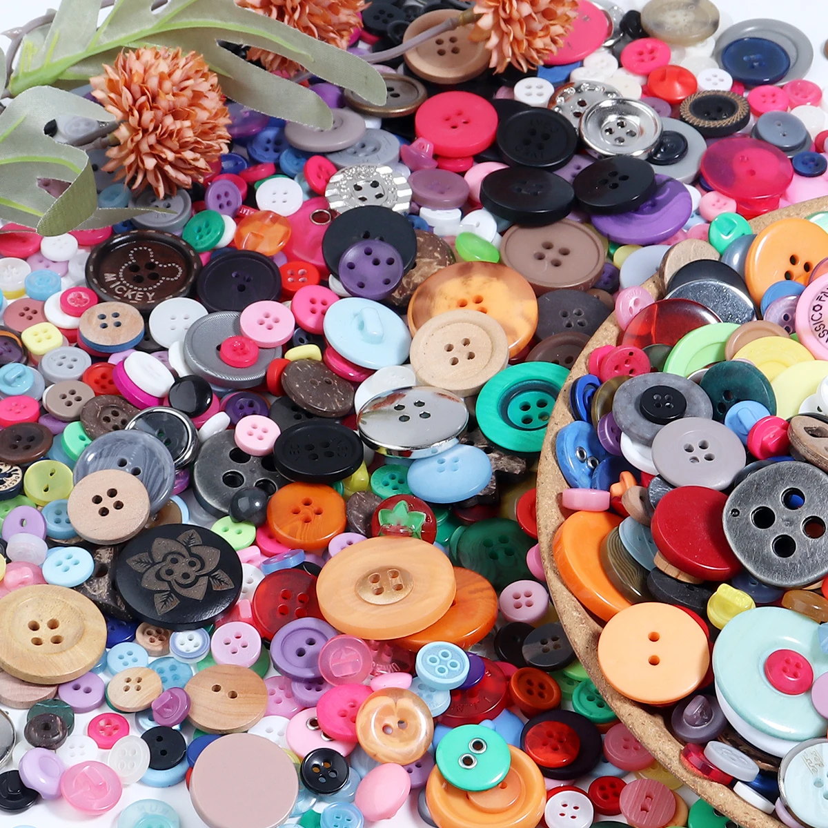 90Pcs/lot Round Resin Buttons Mixed Color Button Kids Manual Button Painting 2/4Holes Button for DIY Craft Sewing Accessories