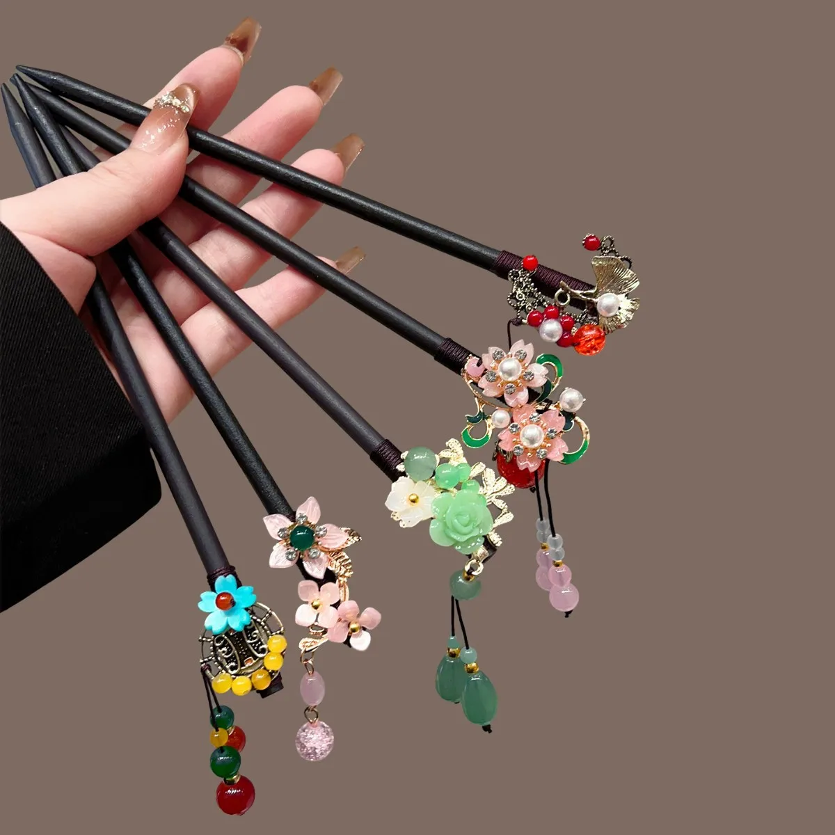 

Chinese Red Hairpin Vintage Hair Sticks Tassel for Women Bun Updo Hair Accessories Chinese Style Hairpins
