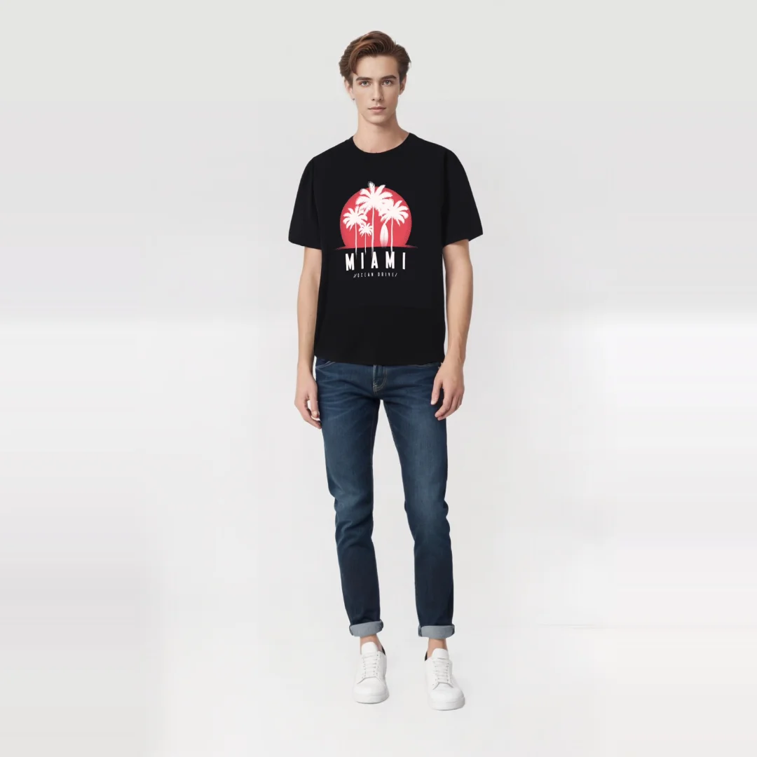 Stylish Men's T-Shirt with Trendy Letter Print - Lightweight 230g Cotton, Short Sleeve Crew Neck - Perfect for Casual Summer Adv