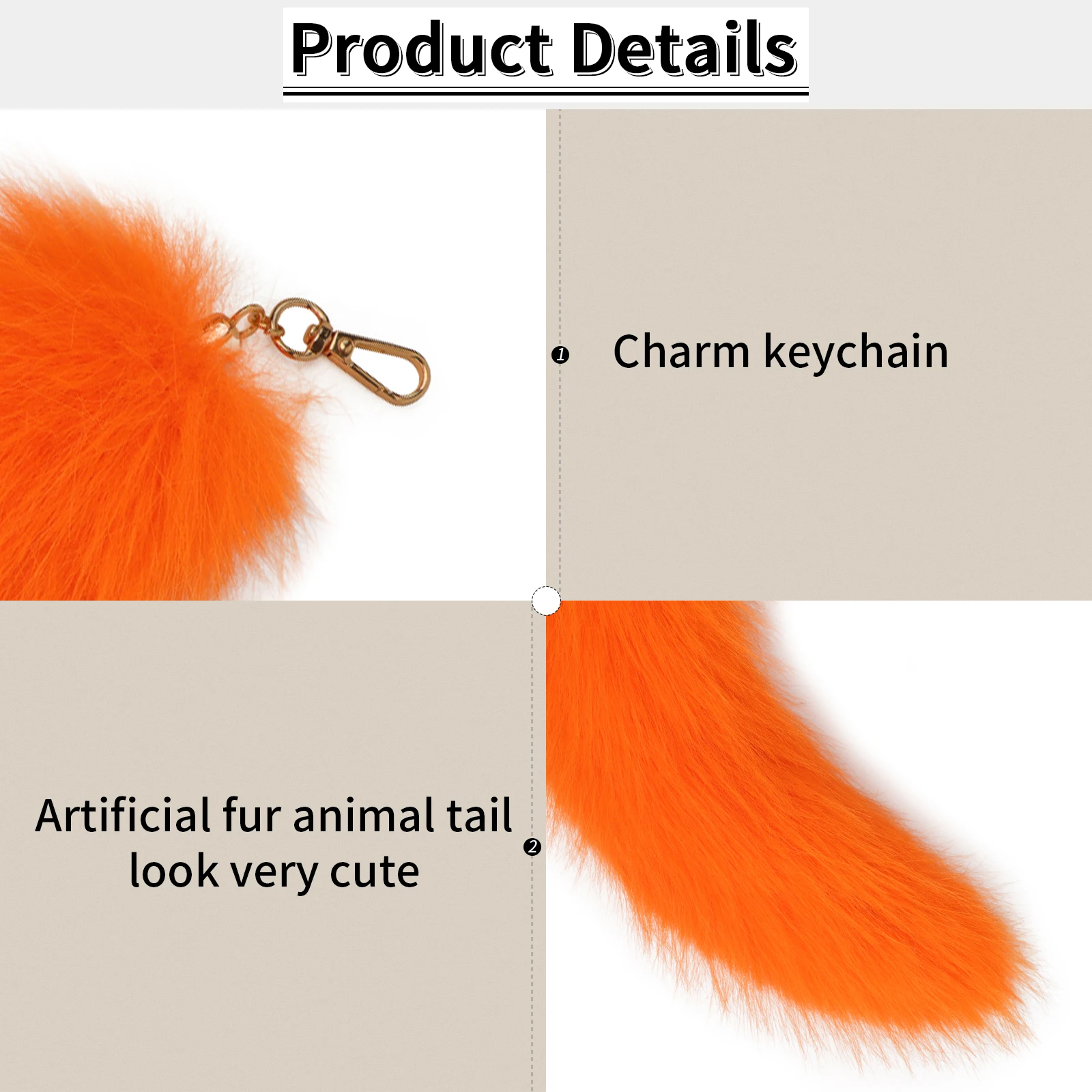 Faux Fur Keychain Animal Tail Furry Cat Fox Wolf Tail Cosplay Costume Props