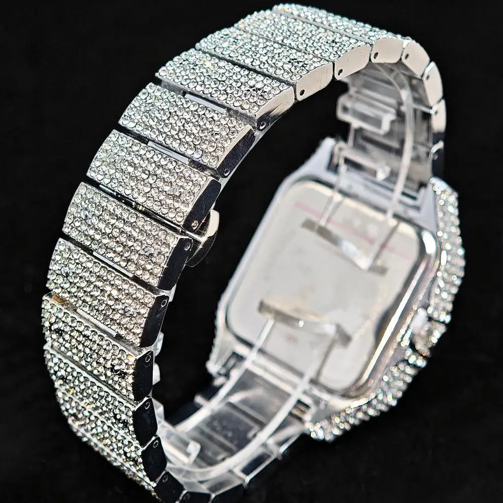 Orologio da uomo di moda di vendita caldo di marca UNIGUET orologi al quarzo quadrati in acciaio di lusso orologio da polso con gioielli con diamanti Hip Hop maschile