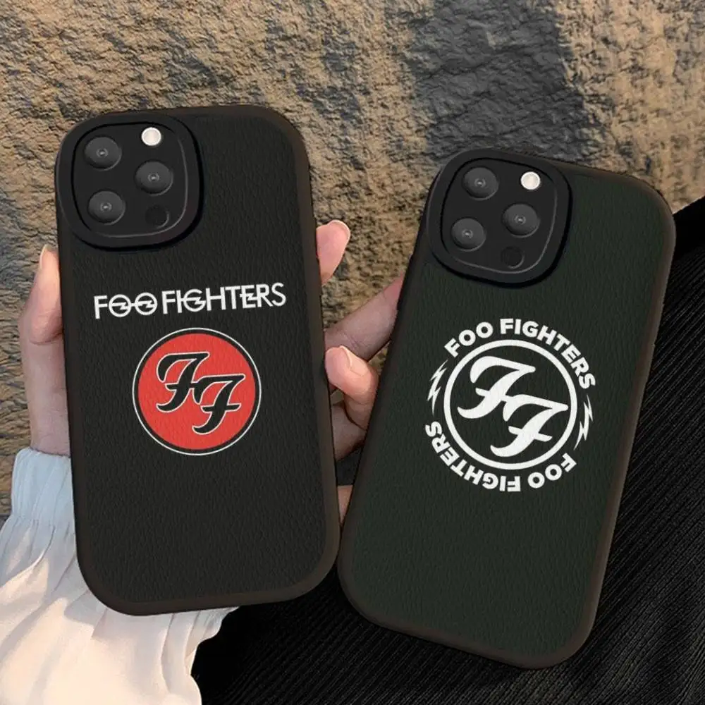 F-FOO FIGHTERS Leather Phone Case For IPhone 15 14 13 Pro Max 12 11 16 Plus Phone Cover