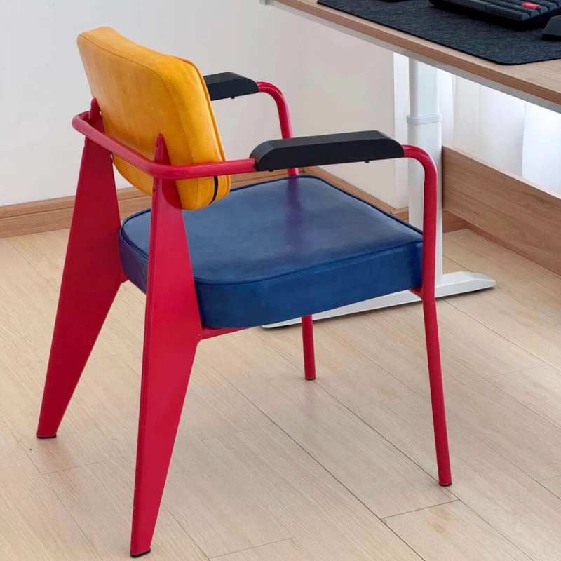 

Dopamine Color Dining Chair with Backrest Vintage Style Armchair for Home Cafe Stool for Milk Tea Shop Comfortable Bistro Chairs