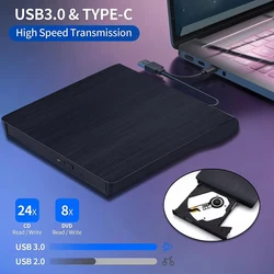 USB 3.0 Externe DVD RW CD-schrijver Slanke DVD-recorder Draagbare optische drive Branderlezer Speler Ladetype Draagbaar voor pc-laptop